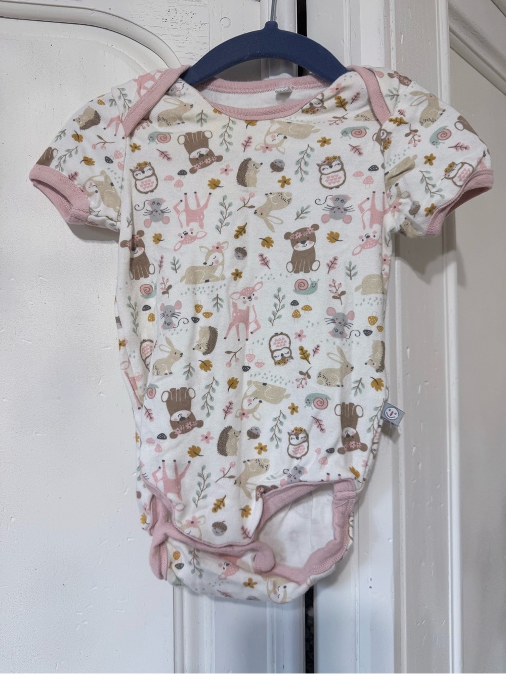 Pink Woodland Animal Short-Sleeve Baby Bodysuit